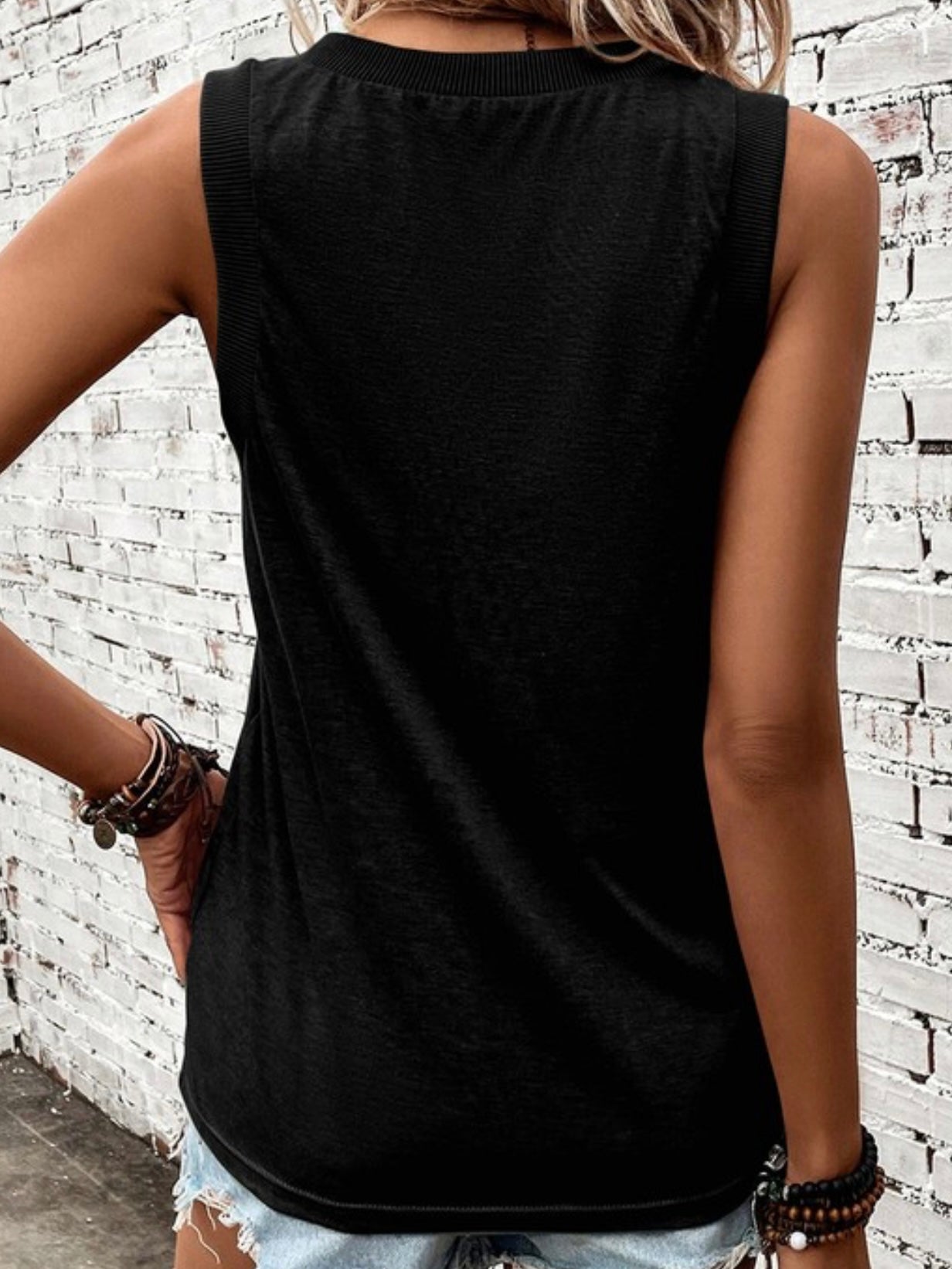 Black V Neck Tank Top