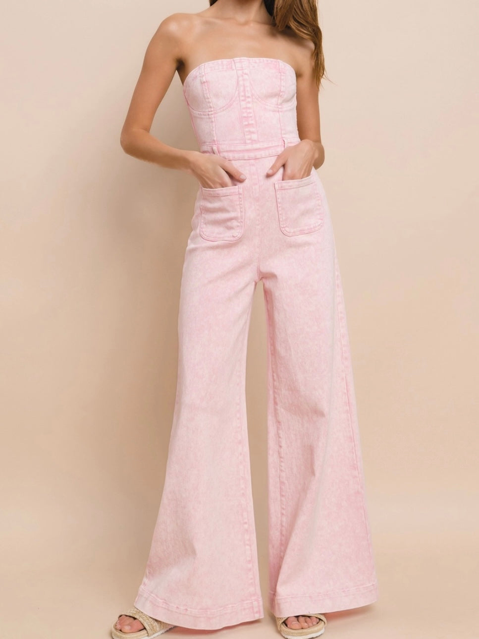 Just Sweet Pink Denim Jumpsuit Just Sweet Pink Denim Jumpsuit